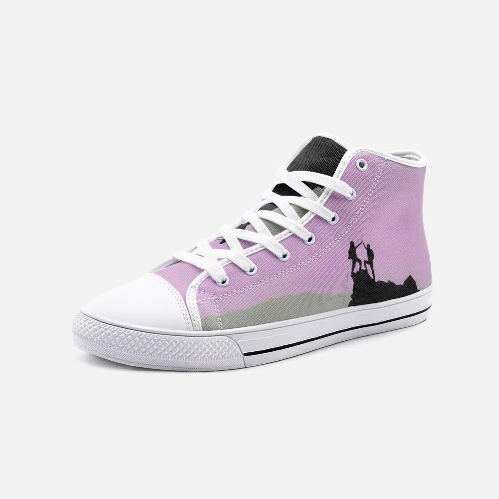 Sick SendsUnisex High Top Canvas Shoes (Pink/Grey)