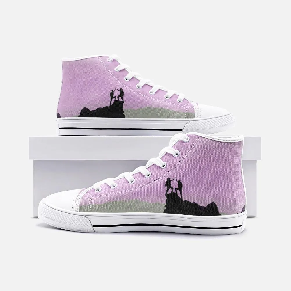 Sick SendsUnisex High Top Canvas Shoes (Pink/Grey)