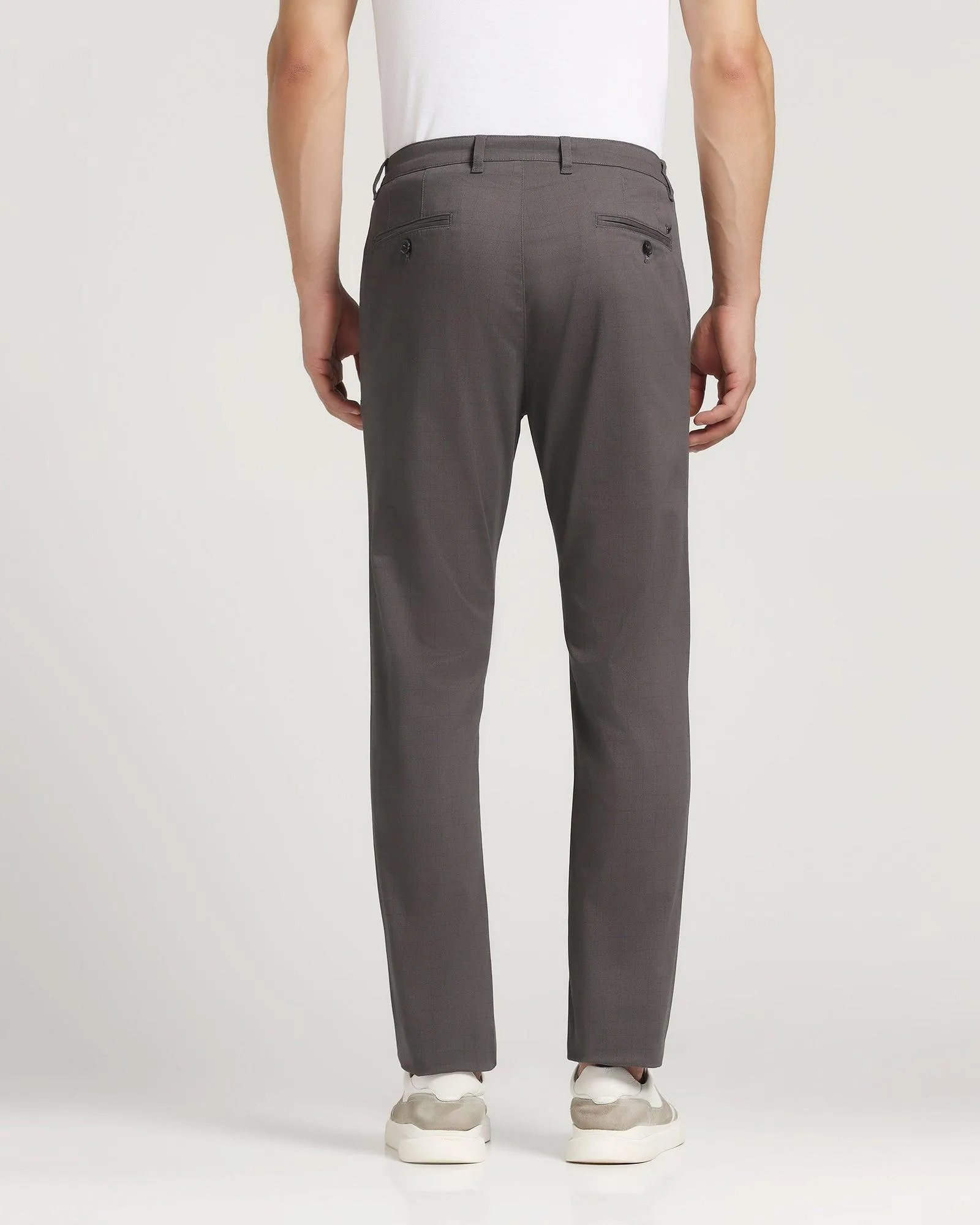 Slim Comfort Casual Charcoal Check Khakis - Ginger