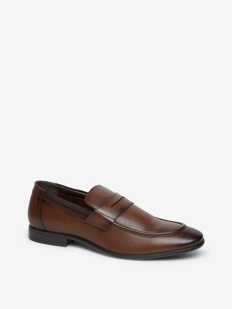 SOLEPLAY  Brown Faux-Leather Formal Loafers