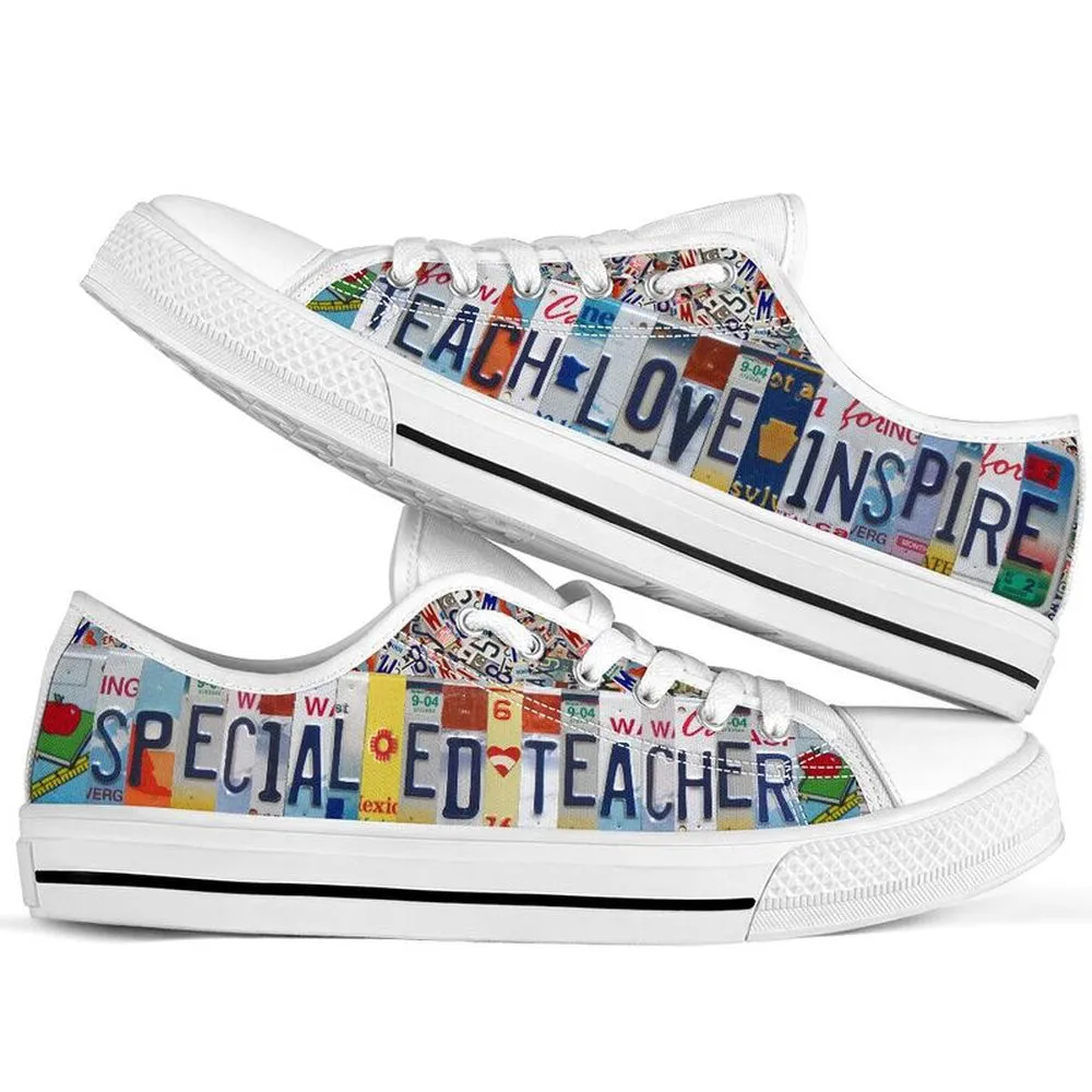 Special Ed Teacher License Plates Low Top Navy Shoes, Teacher Shoes, Low Top Sneakers