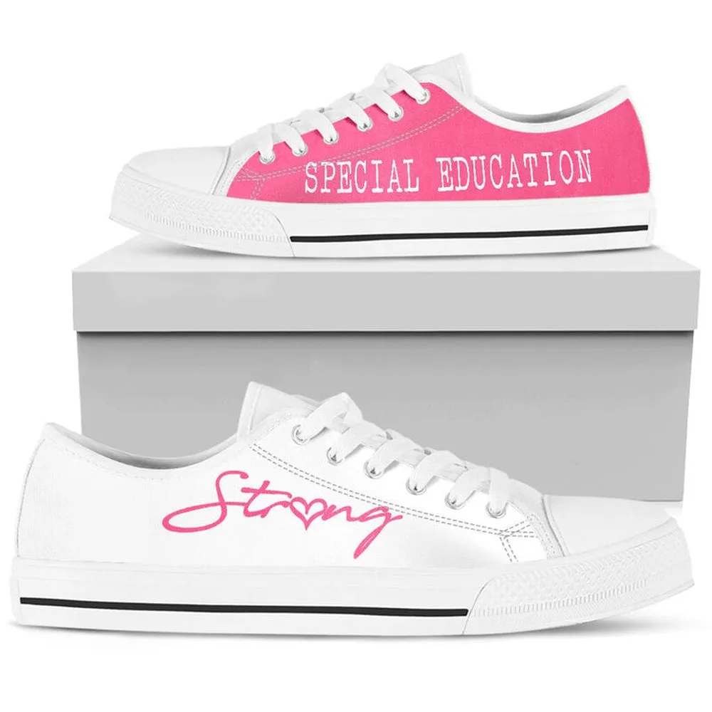 Special Education Strong Pink White Shoes, Teacher Shoes, Low Top Sneakers