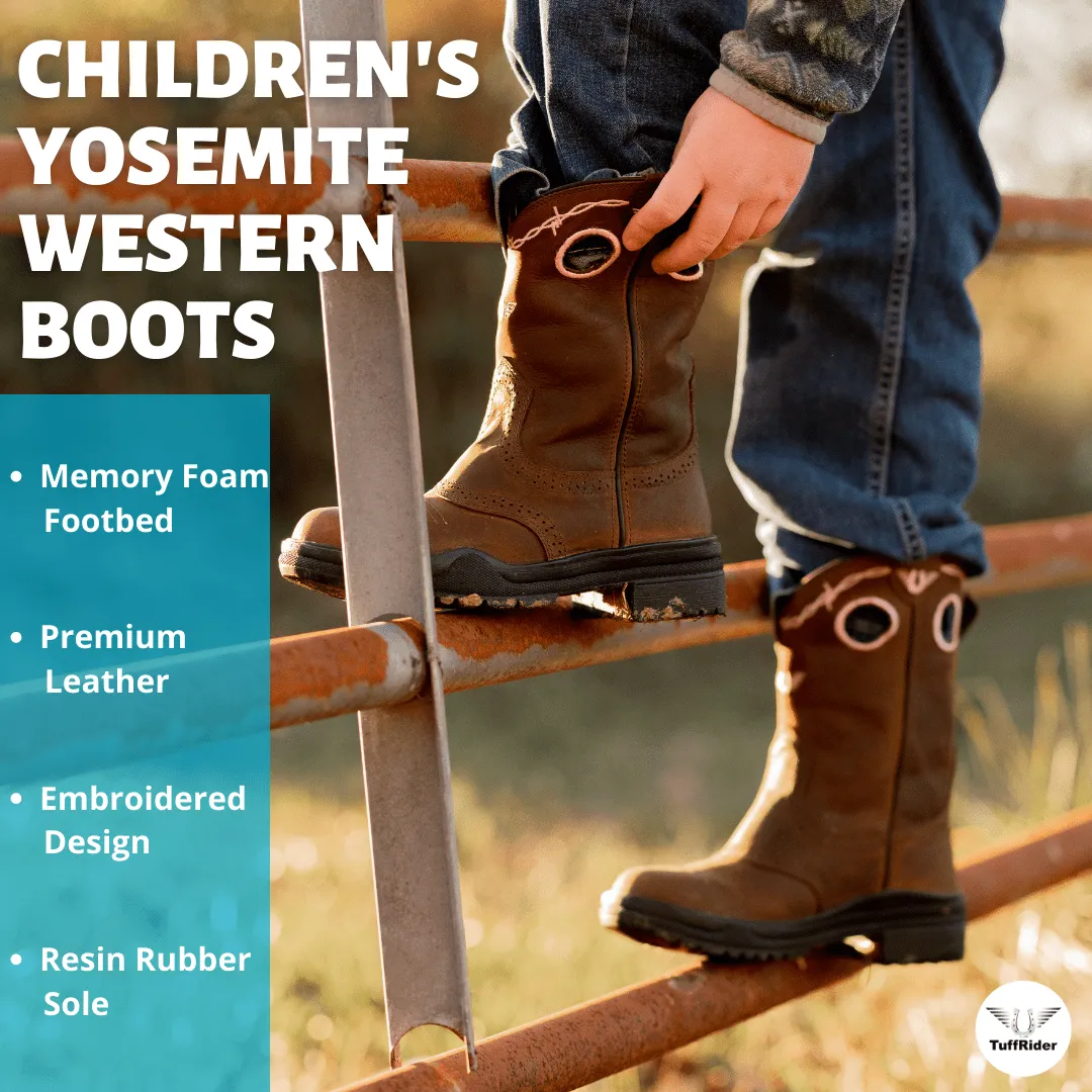 TuffRider Youth Yosemite Barbed Wire Embroidered Round Toe Western Boots