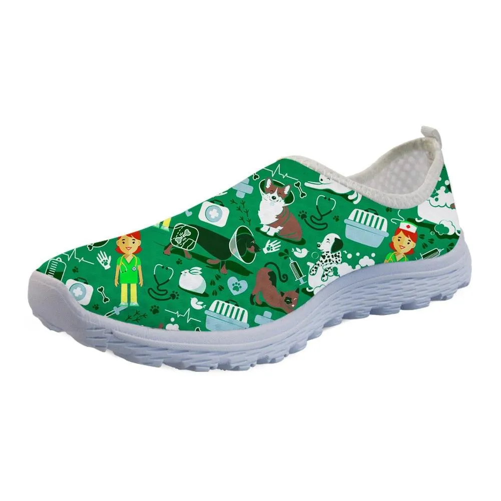 Veterinary Surgeon Green Sneakers Flats Vet Print Unisex Loafers Women Men Walking Shoes Slip On Flats Mesh Casual Shoes Female Sneakers