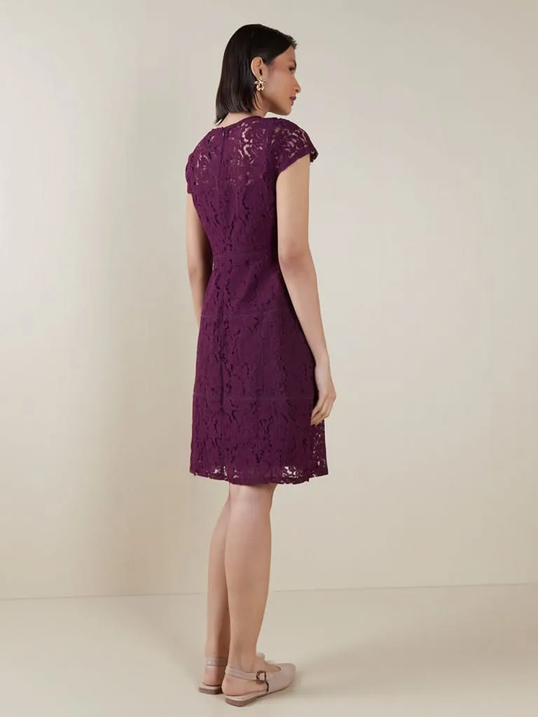 Wardrobe Burgundy Lace Design Dress